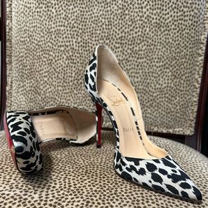 Christian Louboutin black and white animal print heel sz 37.5
